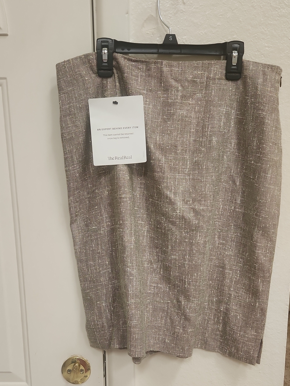Valentino Beige Tweed Pencil Skirt